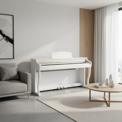 White digital piano for home