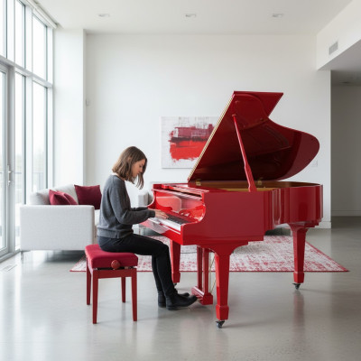 Red digital piano