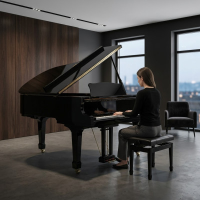 Glossy black piano