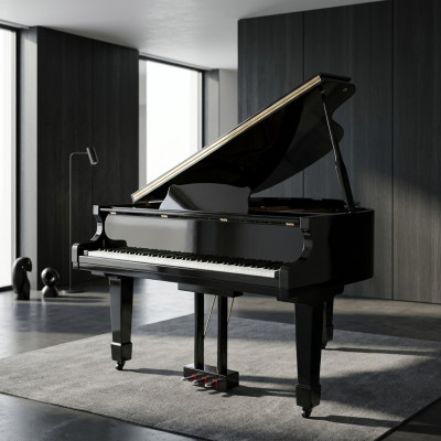 Glossy black piano