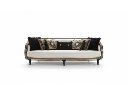 Modernes weißes 3-Sitzer Sofa aus Textil mit Holzrahmen