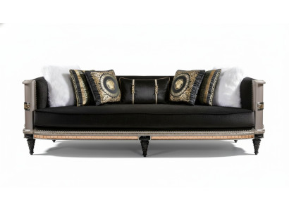 Modernes schwarzes Textil-Sofa 3-Sitzer mit Holzrahmen