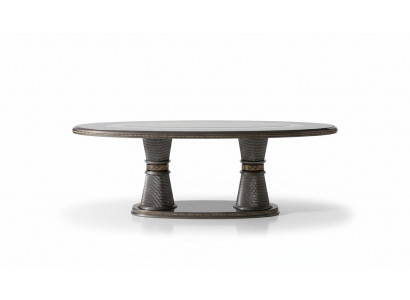 Elegantes Esstisch-Set aus Holz mit silbernem Finish für modernes