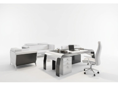 Eleganter weißer Holzarbeitszimmer-Set mit Schreibtisch und Bürostuhl