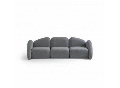 Moderner grauer Stoff 4-Sitzer Sofa mit Holzrahmen