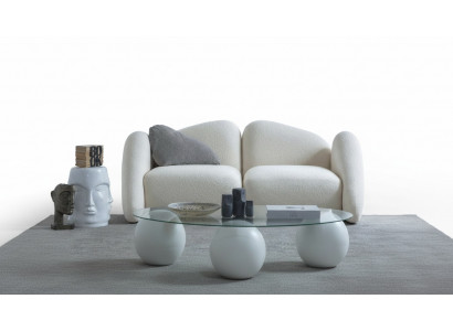 Elegantes weißes 3-Sitzer-Sofa aus Textil im modernen Design
