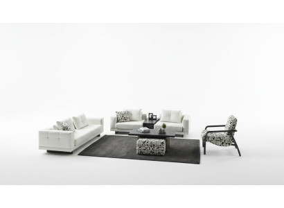 Elegantes weißes Wohnzimmer Set aus Holz und Textil