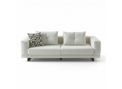 Modern weißes 3-Sitzer Sofa aus Holz mit Textilbezug
