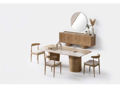 Elegantes braunes Esszimmer Set mit Esstisch, Stühlen, Sideboard
