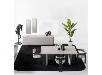 Elegantes Beiges Esszimmer Set mit Esstisch, Stühlen, Sideboard