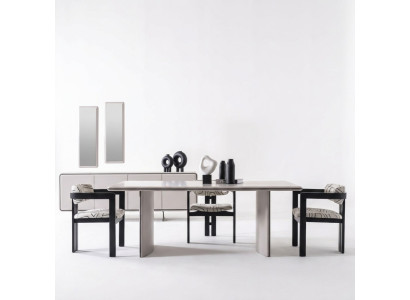 Elegantes Beiges 7-tlg. Esszimmer Set aus Holz mit modernen Design