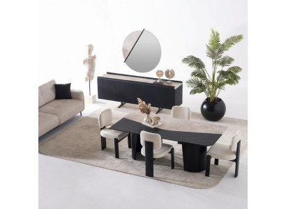 Mehrfarbiges Holz Esszimmer Set mit Esstisch, Stühlen, Sideboard