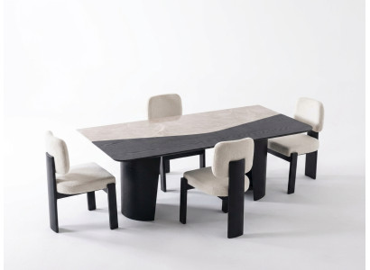Mehrfarbiges Holz Esszimmer Set mit Esstisch und Stühlen modern