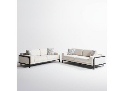 Beige Textil 3-Sitzer Sofa Set modernes elegantes Wohnzimmermöbel