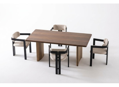 Elegantes braunes Esstisch- und Stuhlset aus Holz für modernes