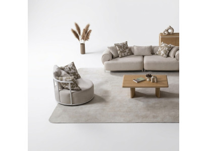 Moderner Beiger Sessel aus Textil mit Holzrahmen