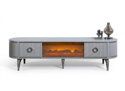 Ergonomischer TV-Lowboard mit MDF-Furnier, Kamin und modernem Design