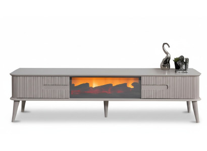 Minimalistischer TV-Lowboard mit ungewöhnlicher geriffelter Front