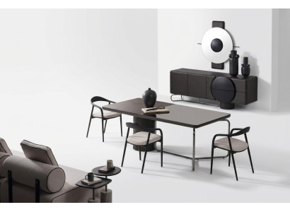 Schwarzes Esszimmer Set aus Holz modern mit Spiegel, Sideboard
