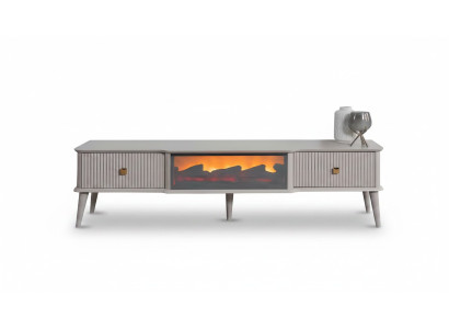 Der perfekte TV-Lowboard mit einem gemütlichen E-Kamin in der Mitte