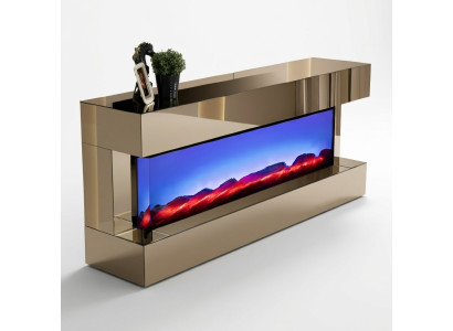 Eine stilvolle Kombination: TV-Möbel, Spiegelglas und Kamin für Ihr Wohnzimmer