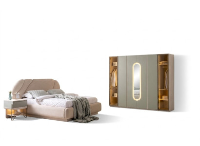 Elegantes Schlafzimmer in einheitlichem, modernem Stil