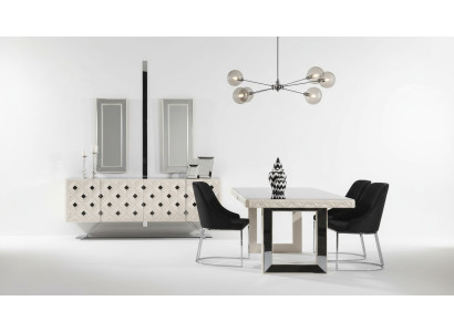 Esszimmer set Luxus Esstisch 4x Stühle Sideboard modern Spiegel Hochwertig Möbel