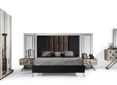 Design Komplett Möbel Moderne Schlafzimmer Bett 2x Nachttische Hochwertig