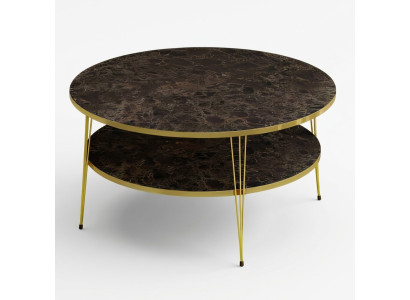 Praktisch und raffiniert – Couchtisch mit Ablagefläche und goldener Kante