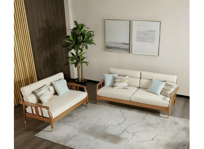 Weißes Sofa Set 3+2 Sitzer Modernes Stilvolles Textil Wohnzimmer Sofa