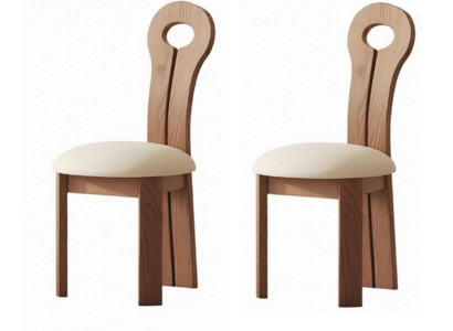 Modernes Designer 2er Holz Set Esszimmerstühle Textilbezug