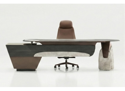 Büro Schreibtisch Luxus Dunkelbraun Marmor Modernes Design