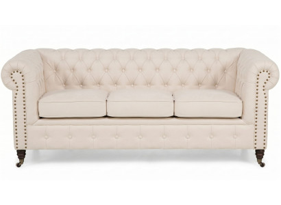 Luxuriöses beiges 3-Sitzer-Sofa Chesterfield-Sofa Sofas für das Wohnzimmer