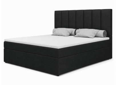 Großes schwarzes Boxspringbett 200 x 200 Bett mit Kopfteil Schlafzimmermöbel