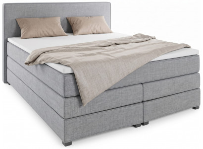 Graues modernes Boxspringbett 160 x 200 Bett mit Matratze und Toppers Betten