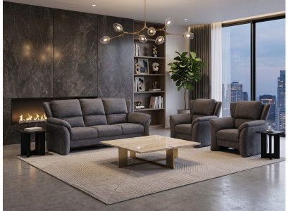 Modernes graues Wohnzimmer-Set 3+1+1-Sitzer-Sofas großes Sofa Sessel