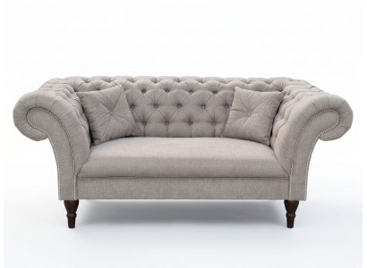 Graues klassisches 2-Sitzer-Sofa Chesterfield Luxus-Sofa Wohnzimmersofas