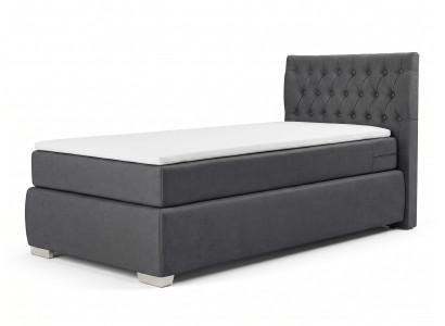Graues Boxspringbett 90 x 200 mit Matratze und Toppers Einzelbett Betten