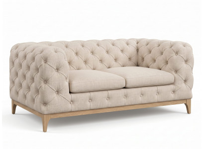 Klassisches beiges 2-Sitzer-Sofa Chesterfield gestepptes Sofa Wohnzimmer