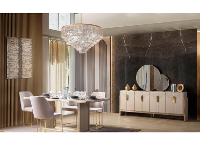 Esszimmer Set Esstisch 4x Stühle Grau Moderner Stil Komfortabel Schick