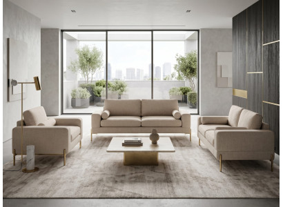 Modernes Wohnzimmer-Set in Beige 3+2+1-Sitzer-Sofas Stoffsofa Wohnzimmer