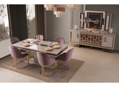 Esszimmer Set Esstisch 6x Stühle Moderner Stil Schick Komfortabel