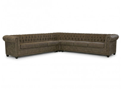 Großes braunes L-förmiges Ecksofa Chesterfield großes Sofa hochwertige Sofas