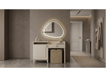 Schminktisch-Set Kommode Spiegel Hocker Modern Bequem Stilvoll Beige