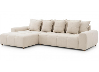 Modernes beiges L-förmiges Ecksofa Stoffsofa mit Kissen Wohnzimmer