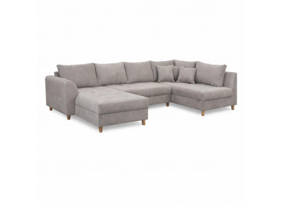 Modernes graues U-förmiges Ecksofa Stoffsofa mit Kissen Wohnzimmermöbel