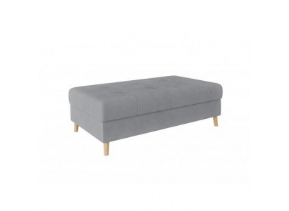 Grauer weicher Hocker Stoff-Fußhocker mit Holzbeinen Wohnzimmer