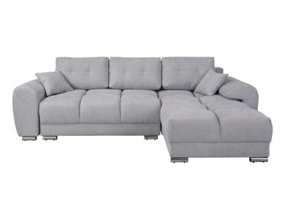 Graues Ecksofa mit Schlaffunktion großes Sofa mit Stoffbezug Ausziehsofa