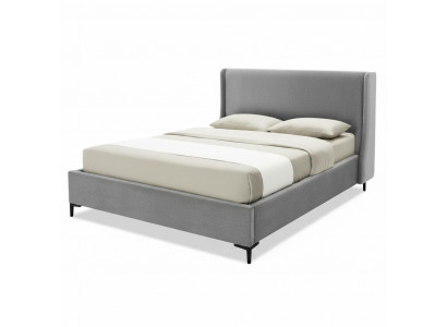 Graues Bett mit Kopfteil 140 x 200 cm Bettgestell Schlafzimmermöbel