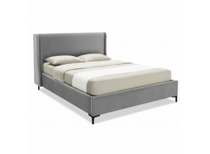 Graues Doppelbett 200 x 200  Bettgestell aus Holz Schlafzimmermöbel